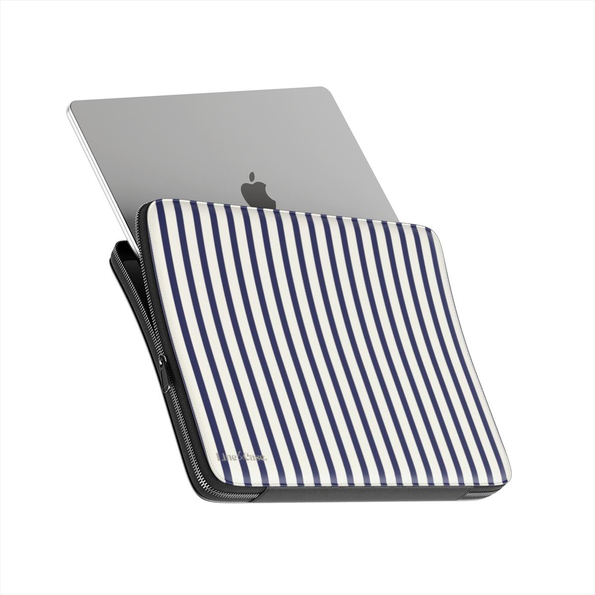 Linen Navy Stripes Premium Laptop Sleeve