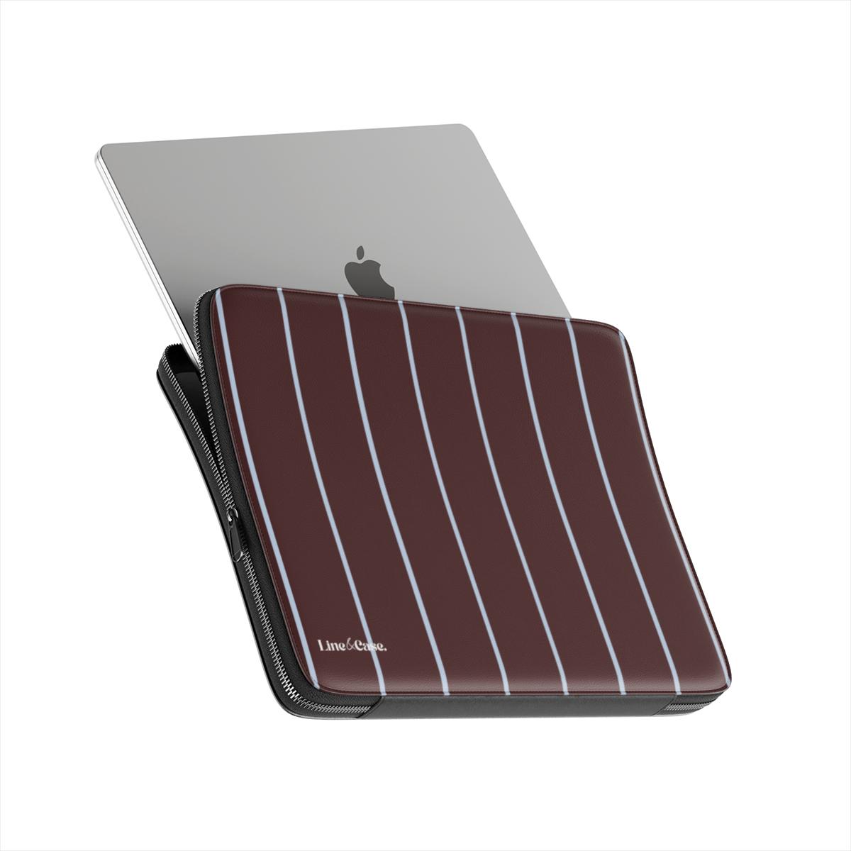 Brown and Blue Small Stripes Premium Laptop Sleeve
