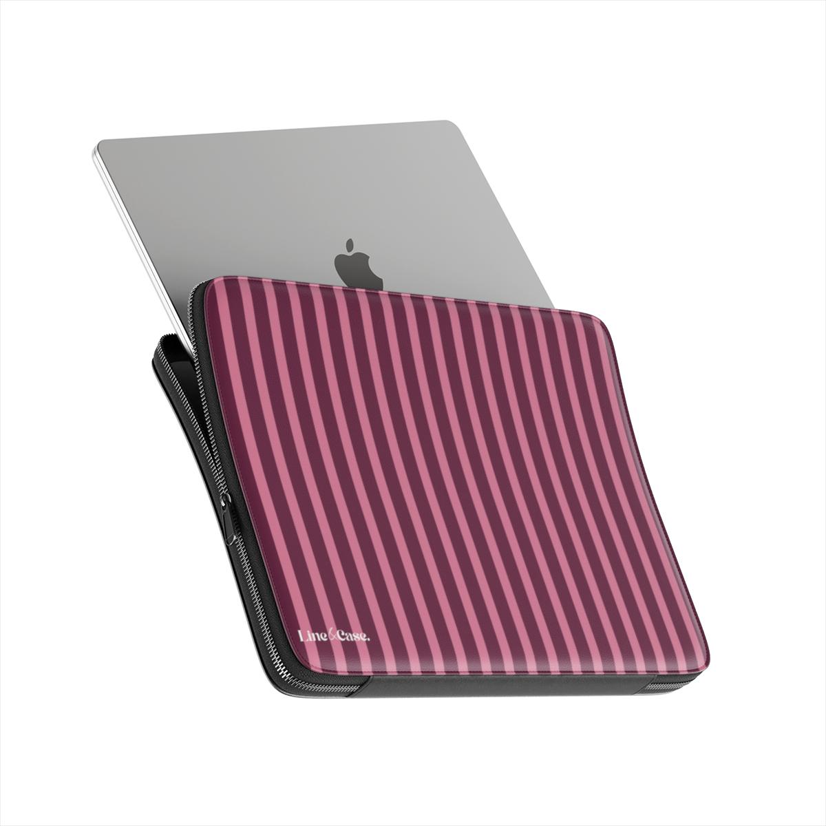 Dark Pink Reverse Stripes Premium Laptop Sleeve