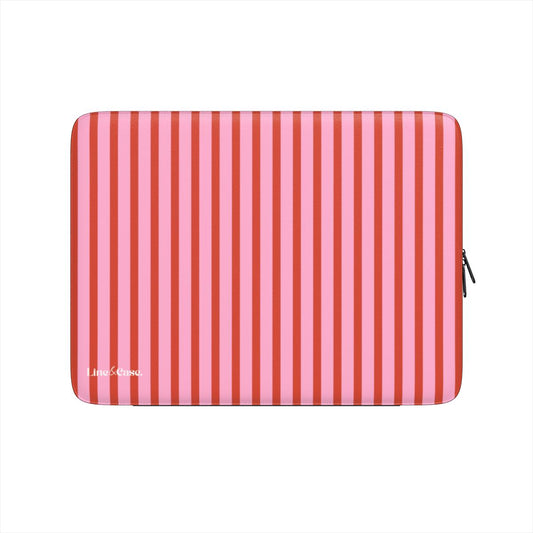 Pink Strawberry Stripes Premium Laptop Sleeve