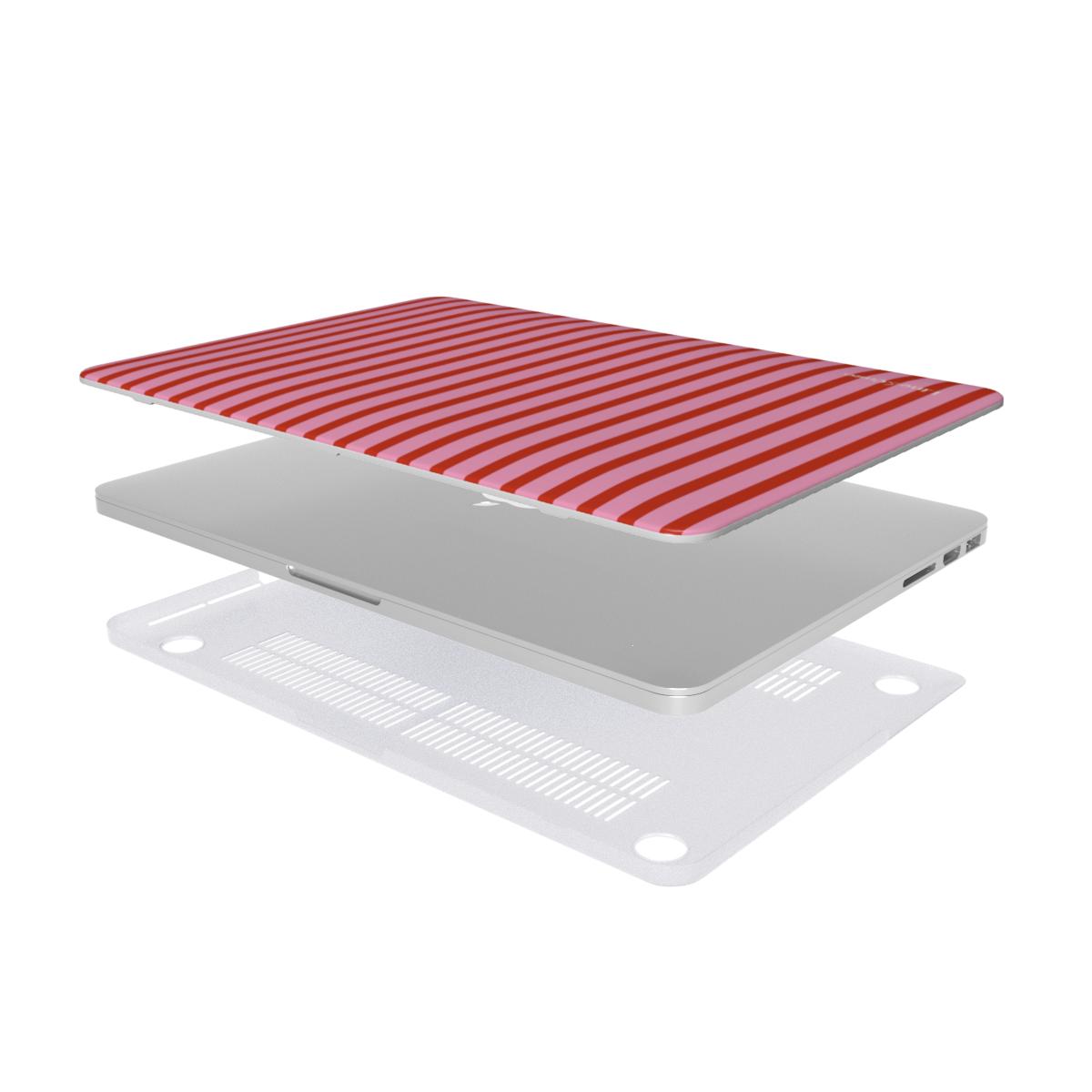 Pink Strawberry Stripes MacBook Case